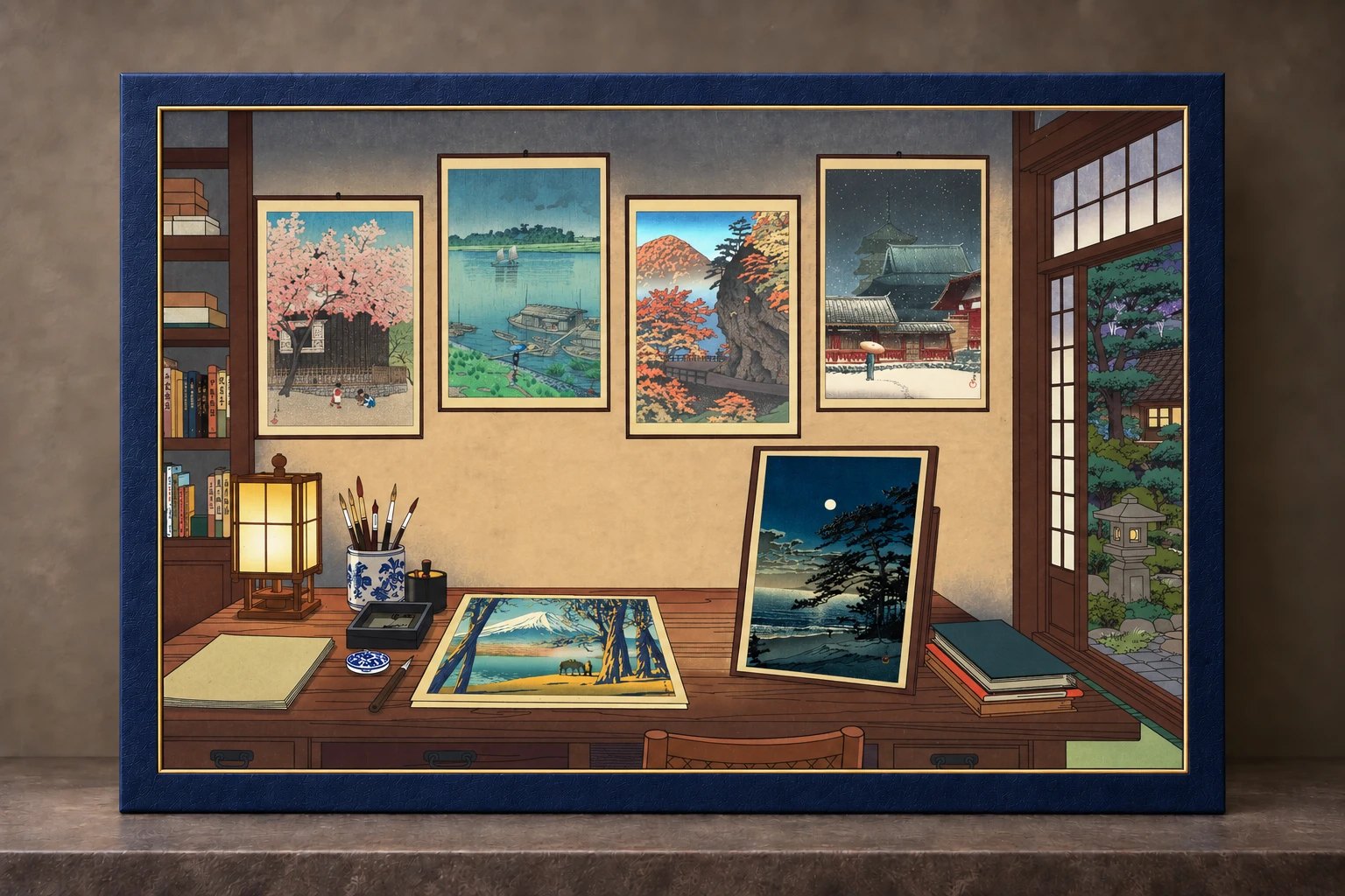 Kawase Hasui: The Studio by the Garden, printed 18 × 12 on its acid-free backing board