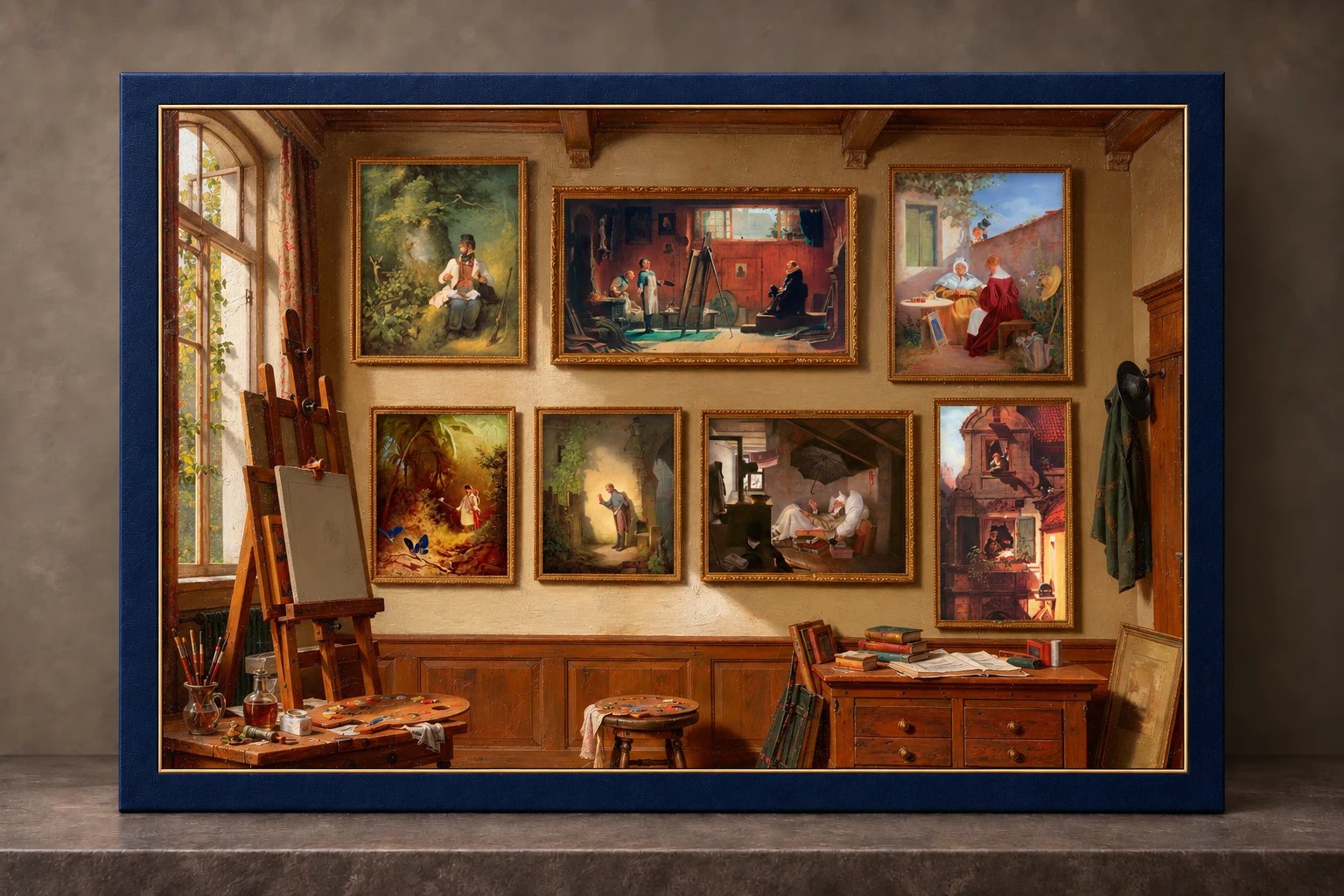 Carl Spitzweg's Studio, printed 18 × 12 on its acid-free backing board