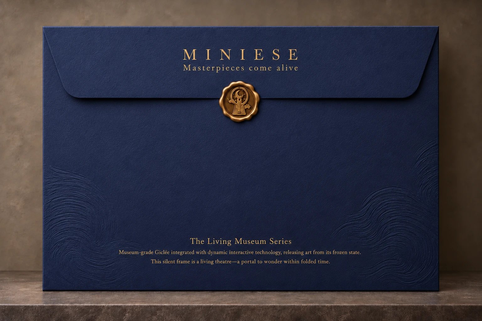 The handmade MINIESE envelope, closed with a gold seal